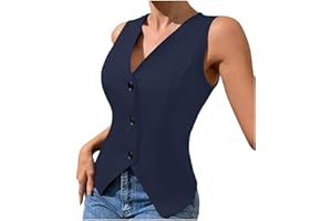 Ewleguzka Blazer Vest for Women Trendy Dressy Business Casual Summer Button Down Sleeveless Work Suit Waistcoat Tops