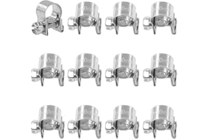 Swpeet Kit assortito di fascette stringitubo in acciaio inox 304, 12 pezzi, 8-10 mm, per auto, agricoltura, impianti e costruzioni
