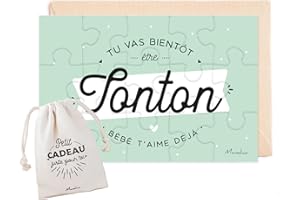 Manahia Puzzle Tonton - Annonce Grossesse - Tu Vas bientôt être Tonton, bébé t'aime déjà - 15 pièces avec Pochon Coton - Futur Oncle - Futur Tonton - Future Tata - Annonce Naissance Tonton