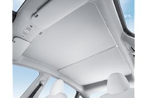 TOPABYTE Car Glass Roof Sunshade for Tesla Model Y 2020-2024 Upgrade Ice Crystal Foldable Sunroof Shade Sunshades Heat Insulation Cover Roof Window UV Protection (2PCS/Beige)