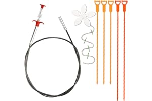 CHMEJIA 7 Stück Abflussreiniger Set 1.6m Edelstahl Rohrreinigungsspirale Rohrreinigungsspiralen 50cm und 64cm Kunststoff Spirale Abfluss Rohrreinigung Blumen Ablauf Reiniger Rohrreiniger