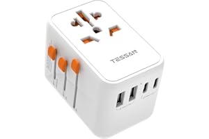 ‎TESSAN TESSAN 100W GaN Travel Adapter na całym świecie, Szybkie ładowanie Adapter, Zasilacz z 3 USB C i 2 USB A, Wtyczka podróżna dla USA Wielka Brytania Włochy Tajlandia Kanada Japonia Australia, Zasilacz