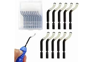 Sunkizzrs® Deburring Tool Blades Replacement 10-Pcs (Excluding blue handle) | Rotary Deburr Blades for Resin Art/ Plastic/Aluminum —Hand Rotary Pipe Deburring Cutter —Precision Edge AC Tools