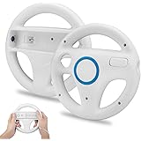 TechKen 2 Pack Wii Steering Wheels, Racing Wheel for Wii or Wii U Mario Kart Racing Games (White)
