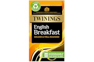 Twinings English Breakfast Black Tea Golden, Well Rounded & Full Bodied, 40 Biodegradable Tea Bags