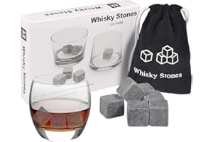 NXPUXP 9 Stück Whisky Steine,Premium Whiskey Rocks,Eiswürfel Steine,Wird mit Praktischer Stofftasche Geliefert,Natürliche Wiederverwendbare Eiswürfel,für Whiskey,Wodka,Gin & Mehr(2025)