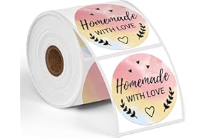 ‎PHOMEMO Phomemo 2" Runde Gemischte Farben Etiketten 750 Etiketten/Rolle, kompatibel mit MUNBYN, Phomemo, Polono Etikettendrucker, BPA-freie Versandetiketten Selbstklebende Thermoetiketten für Logo, Code