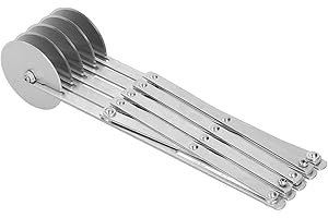 CYRANK Ruota tagliapasta, rullo tagliapasta pieghevole Strumento per la pasticceria Affettatrice per pizza espandibile Tagliapasta in acciaio inox Tagliapasta per biscotti per casa ristorante (#5)