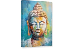 CXHOSTENT Buddha-Leinwand-Kunst Zen-Bild Wanddekoration Buddha-Statue Gemälde Druck Meditation Geist Yoga Dekor Rahmen (Buddha - 1, 30.00 x 45.00 cms)