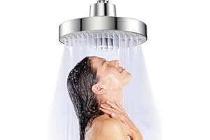 JINYOMFLY Soffione Doccia Fisso a Pioggia, 5 Modalità Soffione Doccia alta Pressione, 17.5cm Cipolla Doccia Soffione Rotondo, Cromo
