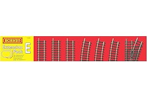 Hornby R8225 OO Gauge Track Extension Pack E - Extra Track Pieces for Model Railway Sets, Model Train Track Pieces, Includes - Straight, Double Straight, Curves, RH Point, Buffer Stop - Scale 1:76