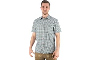 OS Trachten Herren Hemd Kurzarm Trachtenhemd mit Liegekragen Zihul