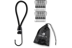 ‎CARGO VA INTELLIGENT VEHICLE ACCESSORIES CargoVA® - 20 Spanngummis mit Haken und praktischer Tasche - Expanderhaken für Planen und Netze - Schwarz - 15cm [20 Stück]