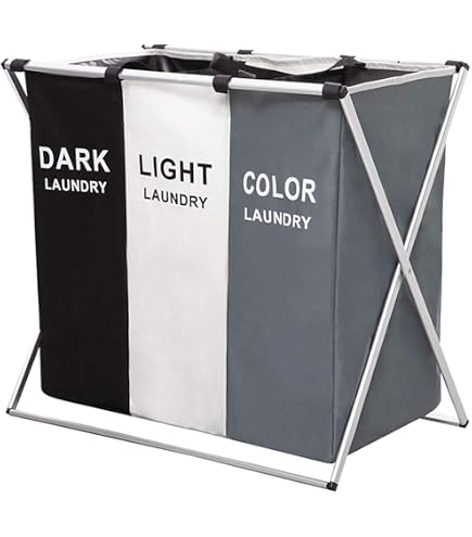 Wäschekorb 180 L Faltbar Mit 3 Fächern - 71x53x38 Cm Für Waschküche & Schlafzimmer