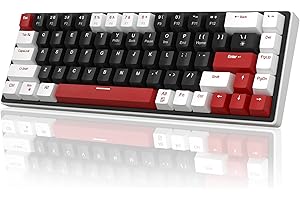 MageGee 60% Mechanical Gaming Keyboard, 68 Keys Compact Blue LED Backlit Gaming Keyboard, SKY68 Wired Ergonomic Mini Office Keyboard for Windows PC Gamer (Red Switch, White & Black)