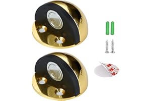 BIGCHEER Fermaporta Magnetico autoadesivo per ​Parete o Paviment, Fermaporta in Acciaio Inox, Evita che la porta colpisca il muro,Uso Casa e Ufficio (2 pezzi Oro)