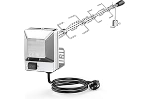 onlyfire BRK-6032 Universal Verchromter Grillspieß Set, 100 cm Rotisserie Drehspieß, 4X Fleischnadeln, Edelstahl Motor, 220V - 240V, Drehspiess