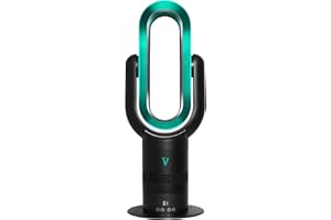HOTSNAP VORTEX AIR Pro Bladeless Space Heater and Cooler Turquoise Delight - Remote Oscillating Tower Fan with Timer and Adjustable 10 Speed Settings - 1.650W