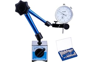 KATSU TOOLS KATSU Indicateur de Test Cadran Jauge avec Base Magnétique et Ensemble de 22 Points Indicateurs, 0-10mm 0,01mm Précision Métrique Outil de Mesure 401118