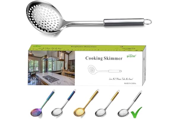 Berglander Cuillère à écumoire, passoire en acier inoxydable, écumoire de cuisson, cuillères à fentes, écumoire pour la cuisson, cuillère à tamis, passoire en métal