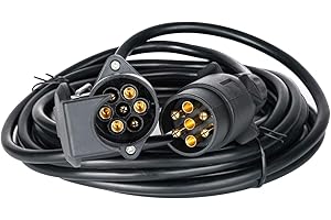 XUEYI 6M Rallonge Prise Remorque 7 Broches, avec Prise Mâle et Femelle, 12V Rallonge Cable Remorque 7 Broches, Rallonge Spirale Câble Remorque 7 Fils, pour Remorque Voiture Camion Caravane