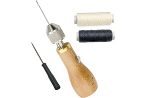 CO-LINK Professional Speedy Sewing Awl Hand Stitcher Repair Tool Kit for Leather and Heavy Fabrics with 2Pcs Needles,1Pcs Coil Waxed Thread