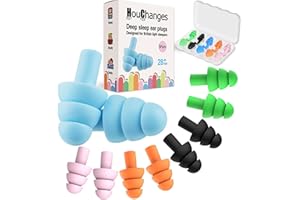 HOUCHANGES 5Pairs Ear Plugs for Sleep Soft Silicone Ear Plugs for Sleeping Noise Cancelling Multicoloured