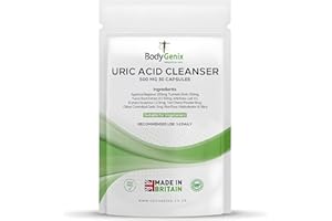 Bodygenix Uric Acid Cleanse Capsules - 500mg Healthy Uric Level Kidney Joints Detoxification Support Antioxidant Formula Natural Vegan Friendly Supplement - 30 Capsules 1 Month Supply