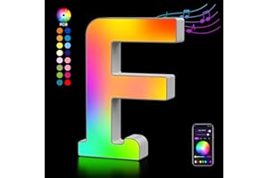 ‎KANGTAIXIN LED Buchstaben Lichter Alphabet, Led Leuchtbuchstabe Farblich Veränderbar mit USB-Netzteil, APP-Kontrolle, Dimmbar, Dekoration für Geburtstag Weihnachten Hochzeit Party Valentinstag - Buchstaben F