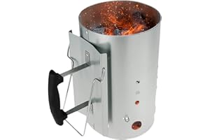 SA Products BBQ Chimney Starter - Aluminium Charcoal Lighter Canister with Heat-Insulated Safety Handle, Cone-Shaped Coal Holder, Vent Holes - Portable BBQ Grill Accessories for Camping - 30.5x20cm