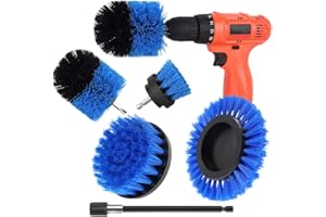 WIVMYPOG Brosses pour Perceuse 5 pièces, 4 sans Fil Power Scrubber Brosse de Nettoyage pour Perceuse avec 1 Rallonge pour Salle de Bain, Cuisine, Sol, Carreaux et Voiture (Bleu)