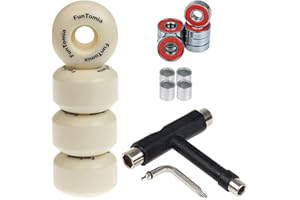 ‎FUNTOMIA FunTomia 4X Rillen-Profil Rollen 53mmx34mm Härtegrad 100A + T-Tool für Skateboards inkl. Mach1 Kugellager/Wheels