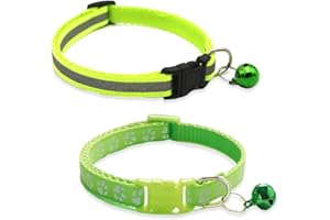 RVYEIOP 2 collares para gatos, collar reflectante con cascabel para evitar golpes nocturnos