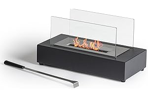 NORBE | Camino al Bioetanolo ELDUR | Biocamino da Tavolo | Camino bio colore Nero | Dimensione 42 x 20 x 22 cm