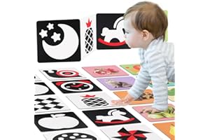 Aolso Czarne i białe karty dla niemowląt, 80 sztuk zabawek dla dzieci, karty pamięci flash, karty wizualne o wysokim kontraście, karty flashcards dla dzieci, gry edukacyjne do nauki kolorów