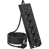 Steckdosenleiste Einzeln Schaltbar, 5 Fach Mehrfachsteckdose Wandmontage mit Überspannungsschutz 1050J Für Heim und Büro, 2M 