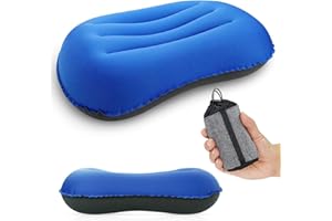 JOVRUN Ultralight Inflatable Pillow, Compressible Compact Comfortable Ergonomic Inflatable camping pillow with Storage Bag for Neck Support Blow Up Pillow for Hiking Camping Traveling Orange 42*31*10cm