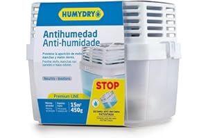 Déshumidificateur Premium 450 gr - Comprend un sac de remplacement anti-humidité de 450 gr - Espaces jusqu'à 15 m2 - Absorbe l'humidité des placards, salles de bains et chambres - Humydry