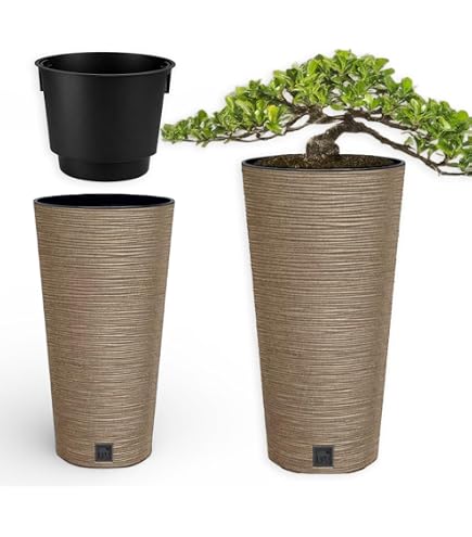 Ficus Moderner Blumentopf aus Kunststoff, 58,4 cm hoch, fr den Innen- und  Auenbereich, recycelbar, Braun: Amazon.de: Garten