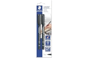 Staedtler, pennarello indelebile universale Lumocolor 313-9BK2DA S-Spitze, circa 0,4 mm, confezione da 2