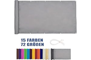 Moboo Balkon Sichtschutz PB2 PES blickdichte Balkonumspannung mit Ösen und Kabelbinder 8 Tage geliefert - in div.5 Größen & 2 Farben 420D(Grau,0.7x6m)