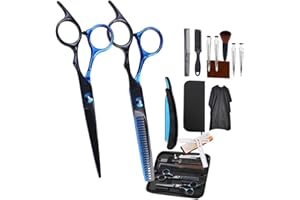 HEYOUTH Ciseaux Coiffure,Ciseaux Desepaississant Cheveux,Ciseaux Coiffeur Professionnel,14 Pcs Ciseaux Coiffure Professionnel vec Peigne Cheveux Ciseaux,Peigne Lame,Clips,pour Hommes,Femmes