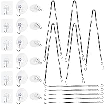 Window Hanging Hook Kit - 5 Sets With Chains, Clips, Adhesive Hooks, Suction Cups & Screw Hooks For Decor