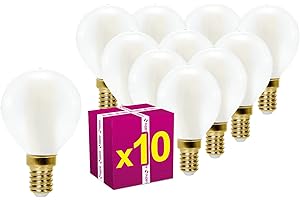 Superia Milano Lampadine a filamento LED SFERA OPALE SUPER 5W Equivalenti a 55W, 690LM, 2700K CALDO, Attacco E14, Stile Vintage Retrò, Non Dimmerabile, Pacco da 10