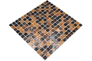 MOSAIK-NETZWERK Piastrelle a Mosaico in Vetro Marrone per Pavimenti, Pareti, Bagno, Doccia, Cucina, Specchio - Rivestimento per Pareti