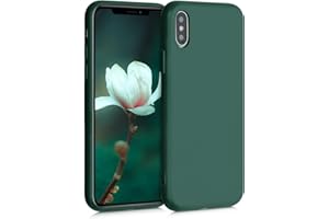kwmobile Carcasa Compatible con Apple iPhone XS Funda de Silicona - Flexible con Interior de Microfibra - Suave Protector antigolpes - Verde Musgo
