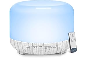 LONID Difusores de aceites esenciales, difusores de grano de madera de 500 ml para aceites esenciales, habitación grande, hogar, difusor de aceite de aromaterapia con niebla fría (grano de madera