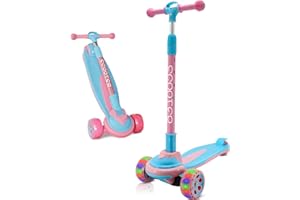 SIMEIQI 3 Wheels Kids Scooter for 5+ Years Old Boys Girls Teenager Foldable 4 Adjustable Handlebar from 32" - 40" Wide Flashing LED Wheels
