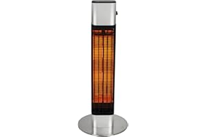 ‎HOME>IT HOME It® Infrared Heater, 1200 W Infrared Heater, Patio, Compact Patio Heater Electric with Carbon Heating Tube, Splash-proof (IP55), Mini Standing Heater, Black Stainless Steel