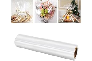 DOUSELLA Cellophane Trasparente Rotolo Cellophane Carta da Regalo Cellophane per Imballaggio Trasparente Larghezza 54 CM Involucro di Cellophane per Confezione di Fiori, Regali e Artigianato - 30M